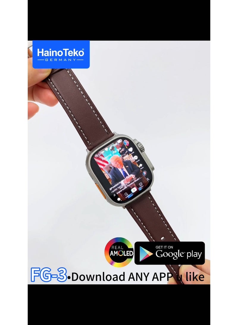 Haino Teko FG-3 5G Android Smart Watch – Silver, Real AMOLED Display, SIM Card Support, Social Media Integration, Fitness & Activity Tracker, Heart Rate & Sleep Monitor, Notifications, Stylish Design, Designed for Gents - Image 2